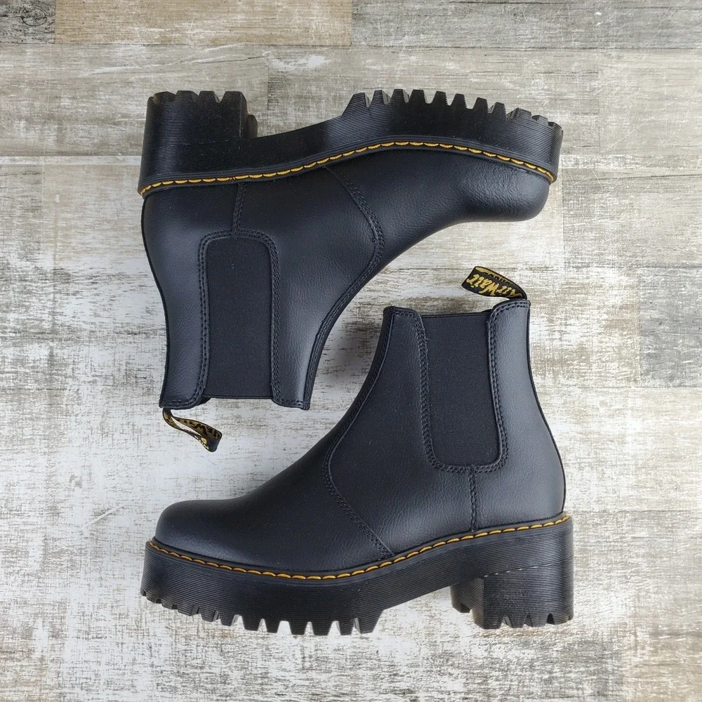 Dr. Martens Athena Sanguine Womens Chelsea Boot Sz 8 Black Leather Platform Sole